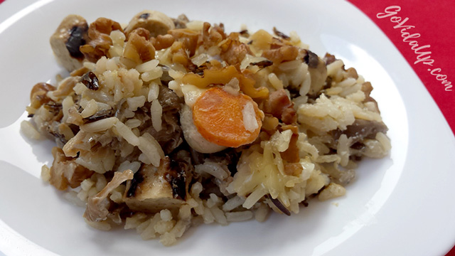 Empadão de arroz com cogumelos pleurotus – vegano